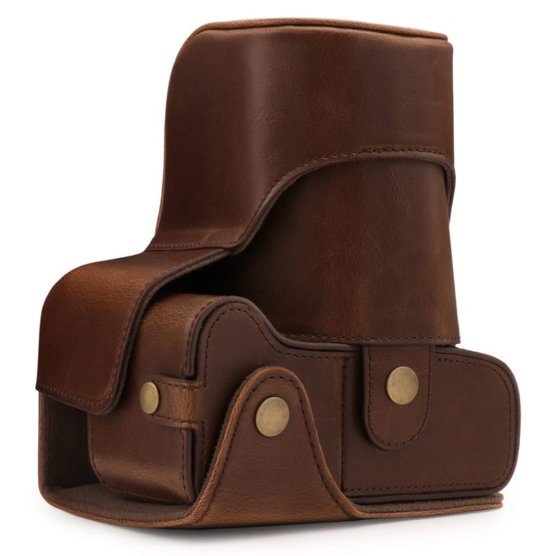 MegaGear MG1608 Ever Ready Leather Camera Case compatible with Canon EOS Rebel T7 (18-55mm), 2000D (18-55mm) - Dark Brown - Image 2